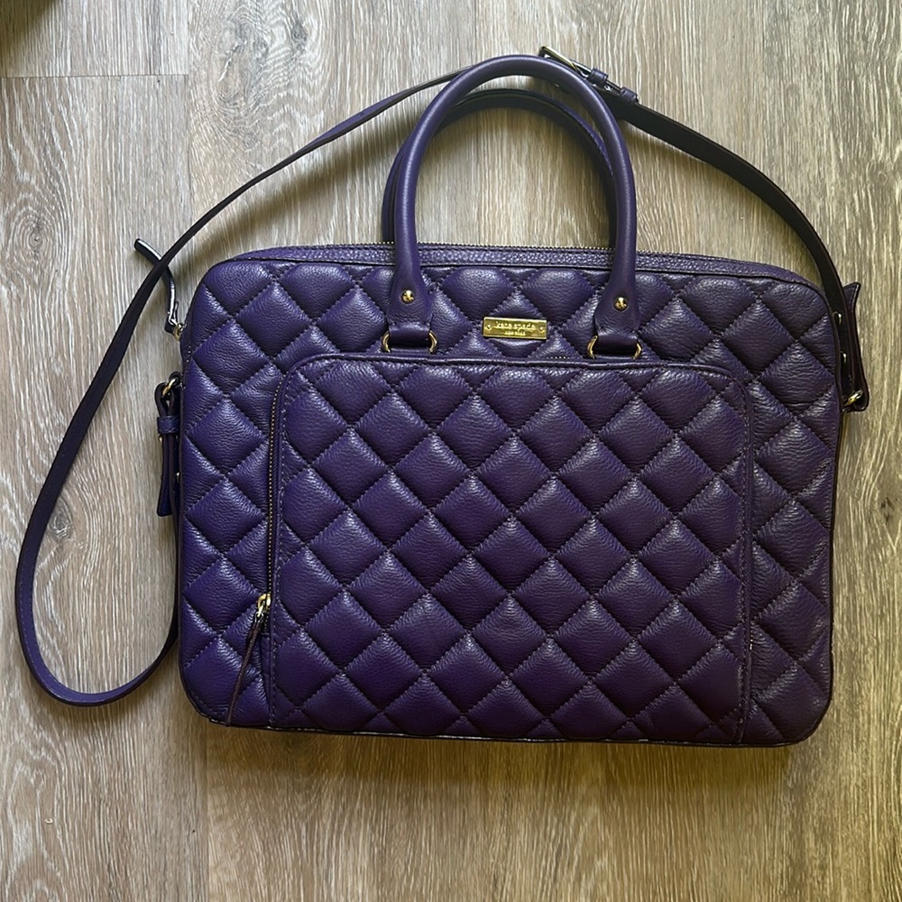 Kate Spade Purple Quilted Leather Laptop Case